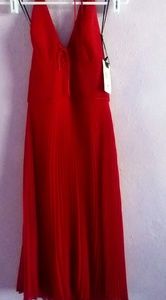 NWT Halter Pleated Red Cocktail Dress